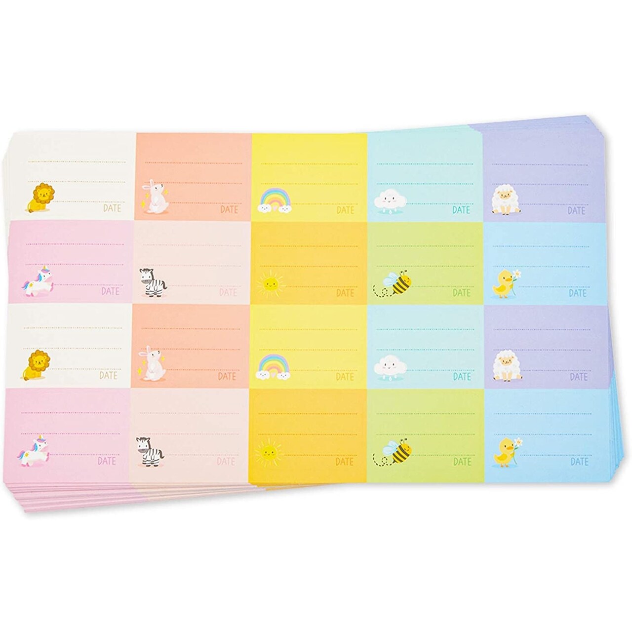 Stockroom Plus Removable Baby Bottle Labels - Waterproof Daycare Labels - Versatile Baby Bottle Stickers - Custom Name Tags - Medium, Multicolor, 25 Sheets, 500 Stickers